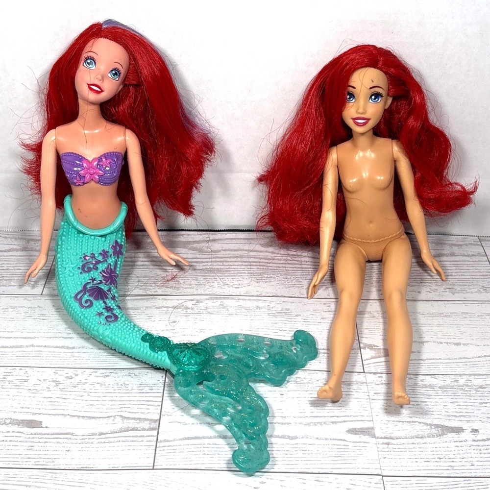 Disney The Little Mermaid Ariel Doll Set Lot Two Mermaid & Human Figures